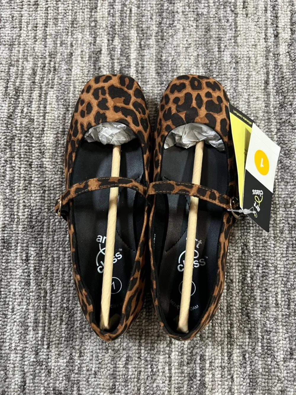 Art Class Girls Brown Bronwyn Mary Jane Flats Leopard Print Various Sizes